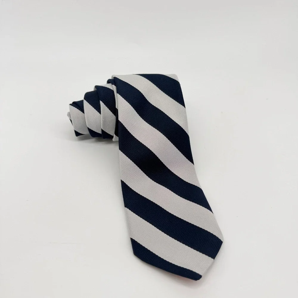 Bacons by Beau Brummell Tie Navy Gray Diagonal Stripe Vintage Classic